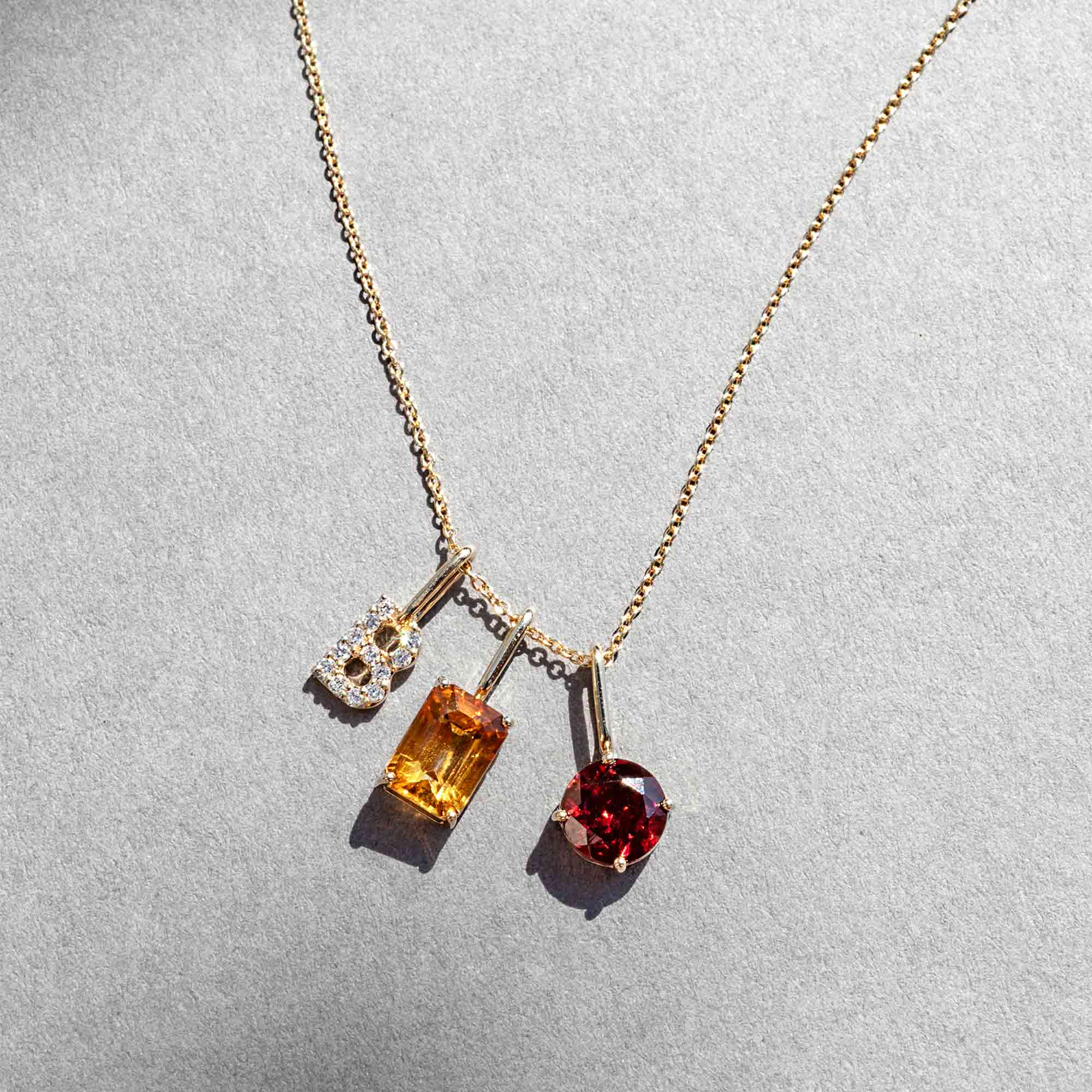 birthstone necklace charm | solid gold