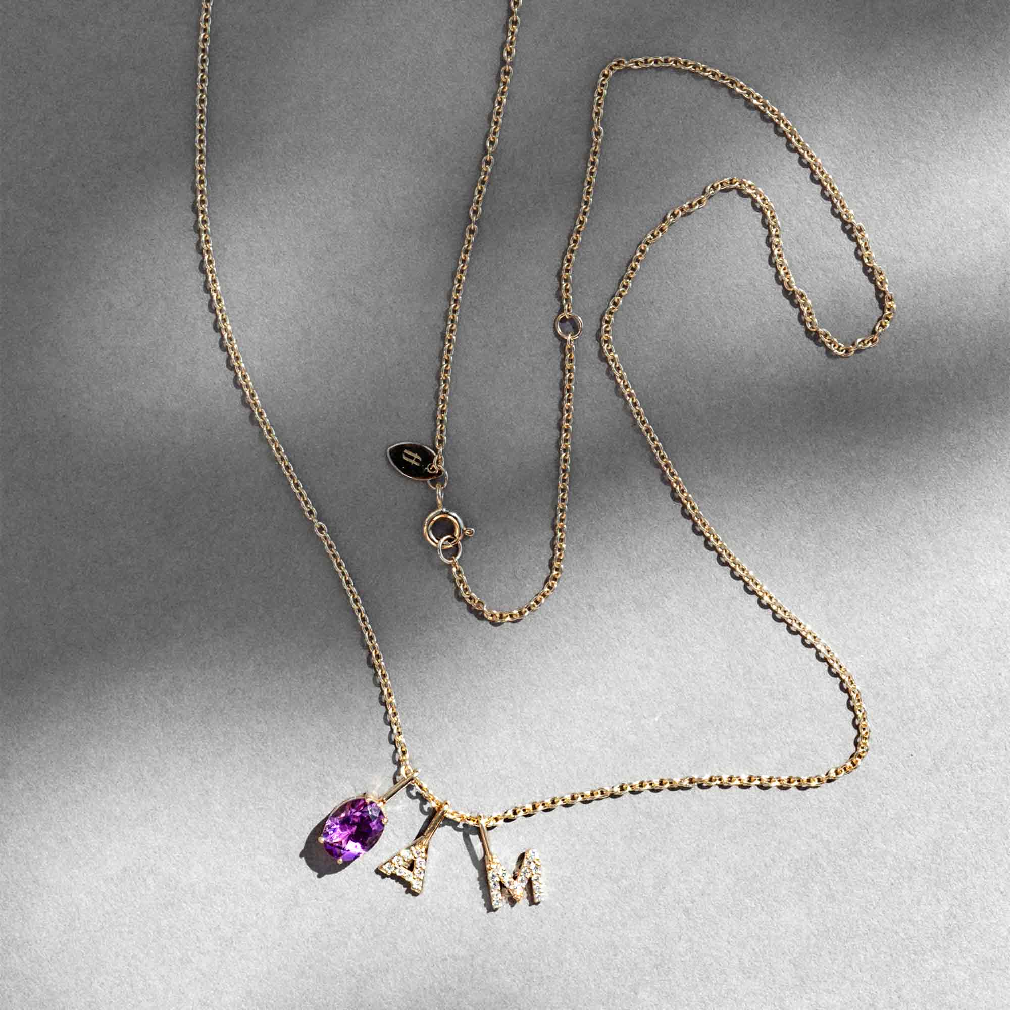 birthstone necklace charm | solid gold