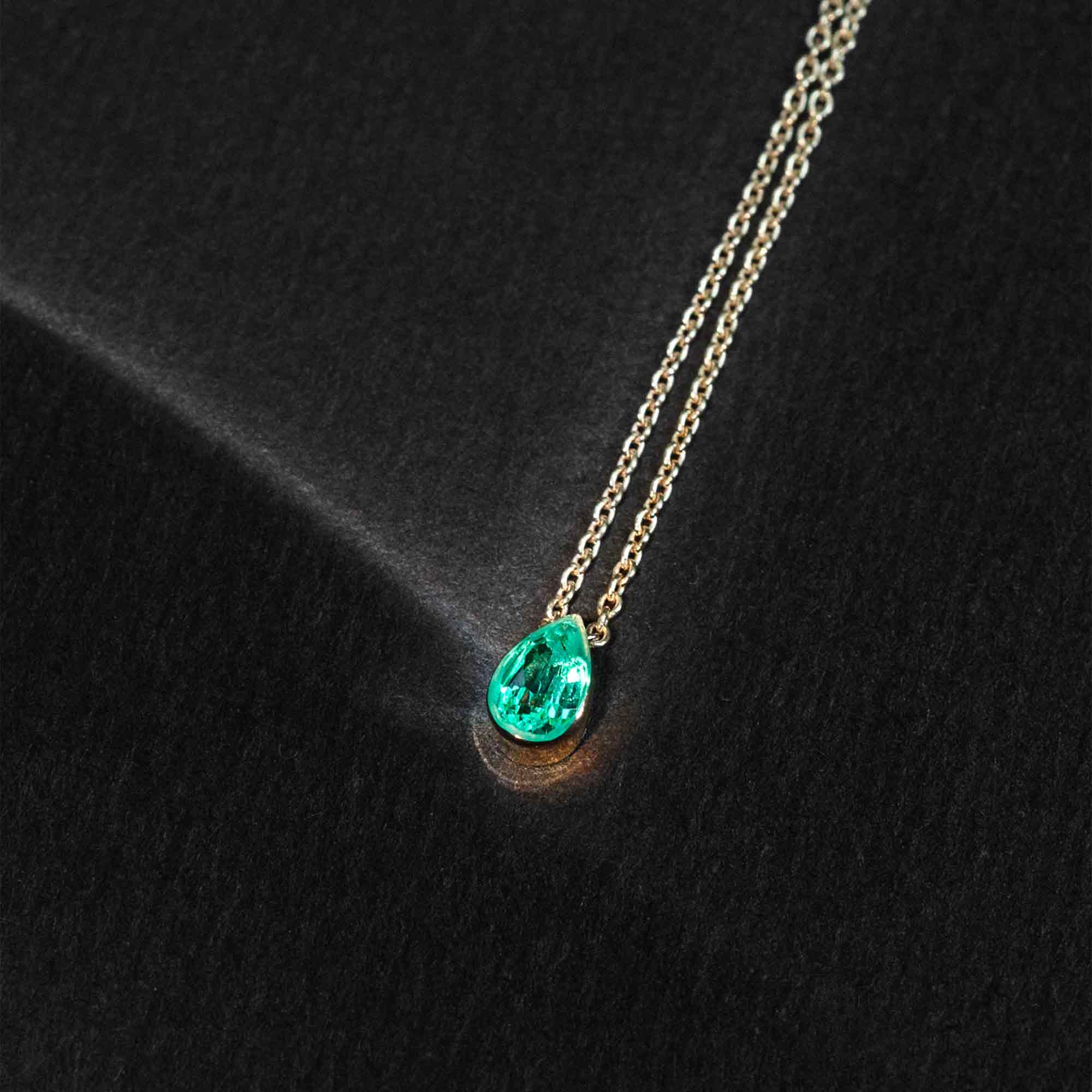 drop emerald necklace | solid gold