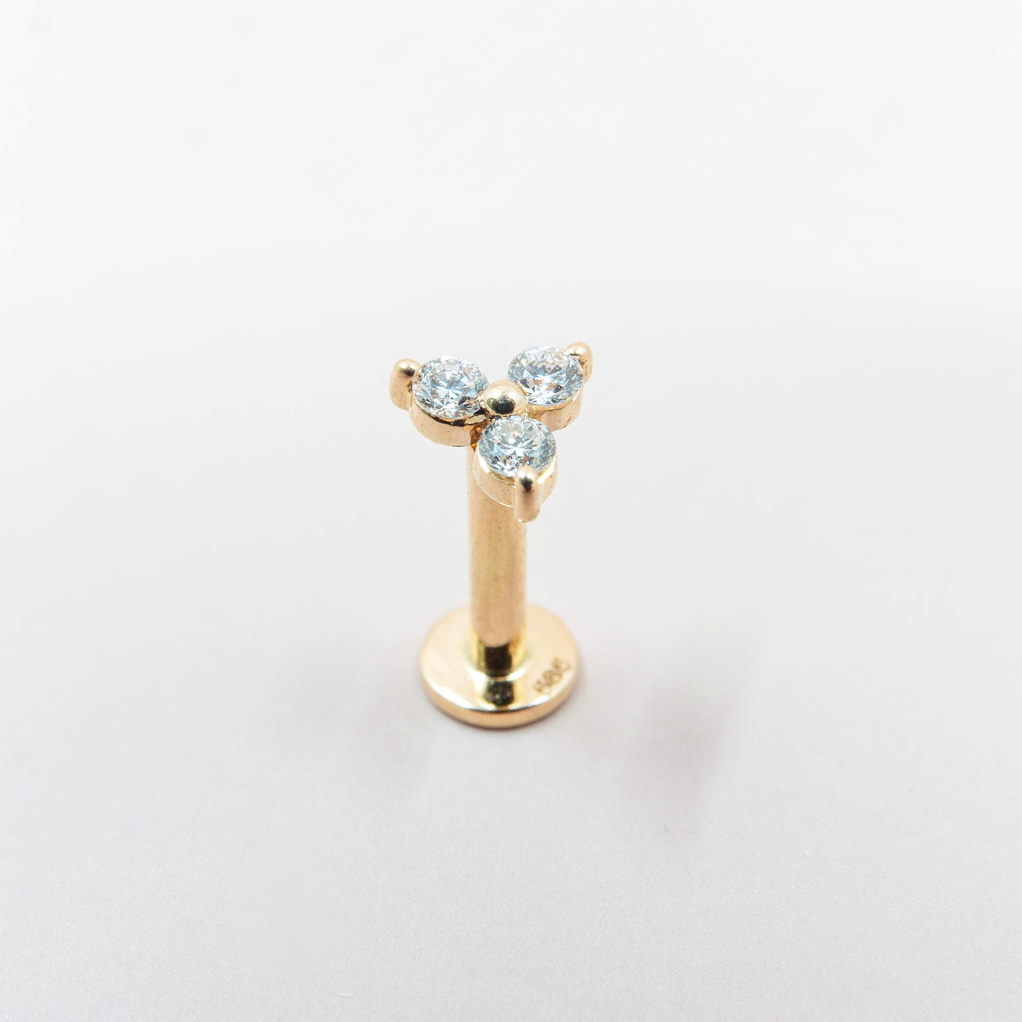 triple diamond helix stud | solid gold