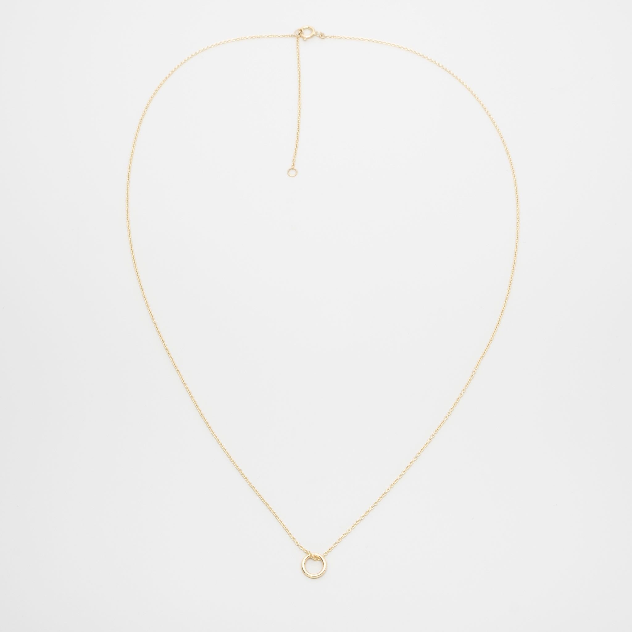 2024 14k Gold Open Circle Charm Necklace, Minimalist Charm Necklace, 10mm Open Circle Charm, Solid 14k Loop Necklace, Tiny Solid Gold Necklace